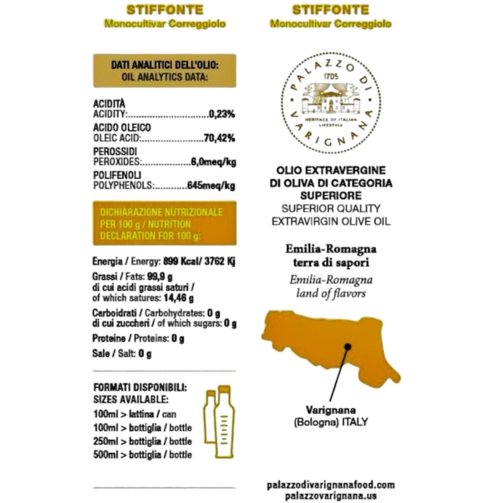 STIFFONTE - Olio Extravergine di oliva  Monocultivar Correggiolo 500 ml. - immagine 3